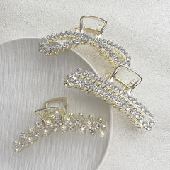 Simple Design Sense Zircon Rhinestone One-word Metal hair claw clips