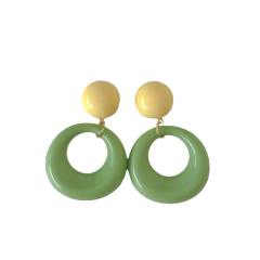 Hong Kong Style Artistic Retro Acrylic Hollow Oval Earrings s925 Silver Needle candy color earrings