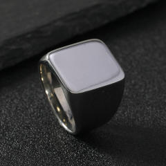Fashion titanium steel men's ring simple casting bright square ring