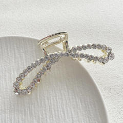 Simple Design Sense Zircon Rhinestone One-word Metal hair claw clips