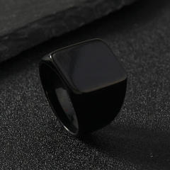 Fashion titanium steel men's ring simple casting bright square ring