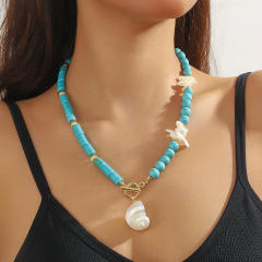 Hot Turquoise Beaded Necklace High-grade Natural Stone Pendant Fashion turquoise Necklace