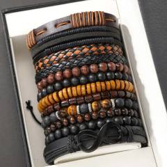 New 12-piece Set Coconut Shell Wood Beads Beaded Spring Line Men's Bracelet without box