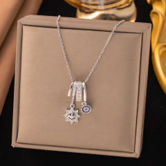 Dainty diamond copper star heart clove pendant stainless steel chain necklace