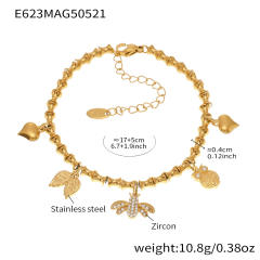 5A cubic zircon multi charm stainless steel bracelet anklet