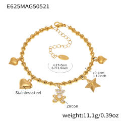 5A cubic zircon multi charm stainless steel bracelet anklet