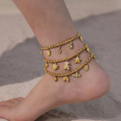 5A cubic zircon multi charm stainless steel bracelet anklet