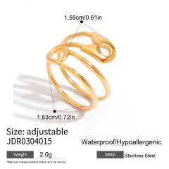 Simple two tone color match paper clip theme stainless steel rings