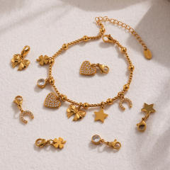 DIY multi-accessory love butterfly flower zircon bracelet stainless steel bracelet anklet