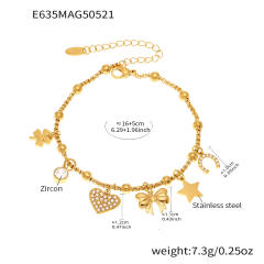 DIY multi-accessory love butterfly flower zircon bracelet stainless steel bracelet anklet