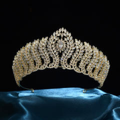 Golden Crown Wedding Bride Crown High Sense Zircon Inlaid Alloy Headband