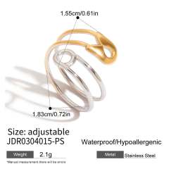 Simple two tone color match paper clip theme stainless steel rings
