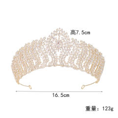 Golden Crown Wedding Bride Crown High Sense Zircon Inlaid Alloy Headband
