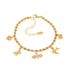 5A cubic zircon multi charm stainless steel bracelet anklet