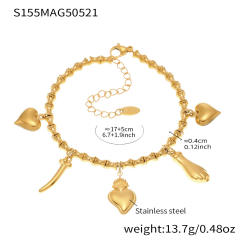 5A cubic zircon multi charm stainless steel bracelet anklet