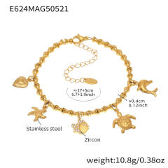 5A cubic zircon multi charm stainless steel bracelet anklet