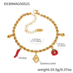 5A cubic zircon multi charm stainless steel bracelet anklet