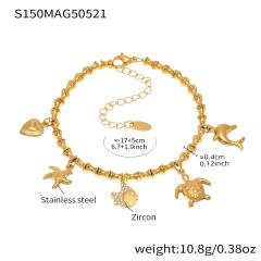5A cubic zircon multi charm stainless steel bracelet anklet
