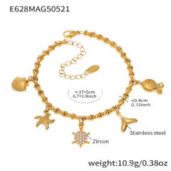 5A cubic zircon multi charm stainless steel bracelet anklet