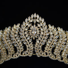 Golden Crown Wedding Bride Crown High Sense Zircon Inlaid Alloy Headband