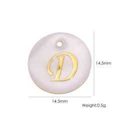 14.5mm Natural Freshwater Shell Pendant Golden 26 English Letter initial letter diy charms