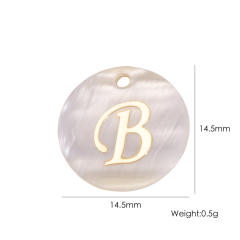 14.5mm Natural Freshwater Shell Pendant Golden 26 English Letter initial letter diy charms