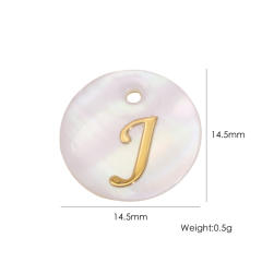 14.5mm Natural Freshwater Shell Pendant Golden 26 English Letter initial letter diy charms