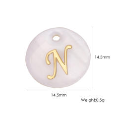 14.5mm Natural Freshwater Shell Pendant Golden 26 English Letter initial letter diy charms