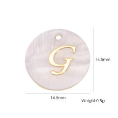 14.5mm Natural Freshwater Shell Pendant Golden 26 English Letter initial letter diy charms