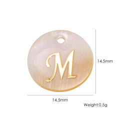 14.5mm Natural Freshwater Shell Pendant Golden 26 English Letter initial letter diy charms