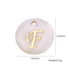 14.5mm Natural Freshwater Shell Pendant Golden 26 English Letter initial letter diy charms