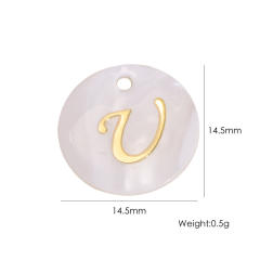 14.5mm Natural Freshwater Shell Pendant Golden 26 English Letter initial letter diy charms
