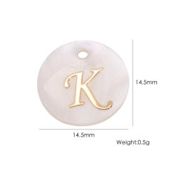 14.5mm Natural Freshwater Shell Pendant Golden 26 English Letter initial letter diy charms