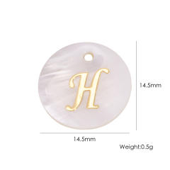 14.5mm Natural Freshwater Shell Pendant Golden 26 English Letter initial letter diy charms
