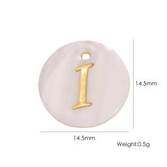 14.5mm Natural Freshwater Shell Pendant Golden 26 English Letter initial letter diy charms