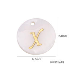 14.5mm Natural Freshwater Shell Pendant Golden 26 English Letter initial letter diy charms