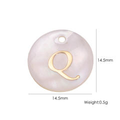 14.5mm Natural Freshwater Shell Pendant Golden 26 English Letter initial letter diy charms