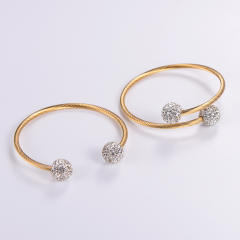 Minimalist round bead diamond stainless steel twill wire winding adjustable bangle 3mm