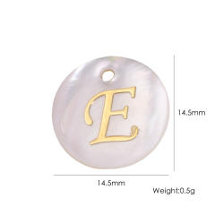 14.5mm Natural Freshwater Shell Pendant Golden 26 English Letter initial letter diy charms
