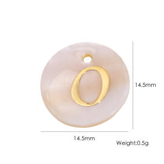 14.5mm Natural Freshwater Shell Pendant Golden 26 English Letter initial letter diy charms