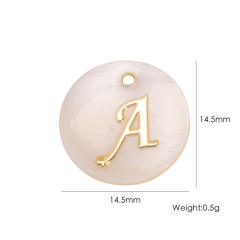 14.5mm Natural Freshwater Shell Pendant Golden 26 English Letter initial letter diy charms
