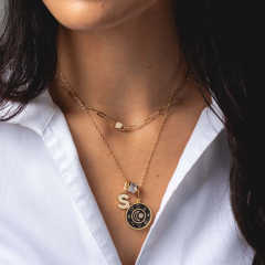 Retro Love Round Small Fish Navigation Round Coin Necklace pendant DIY jewelry accessory