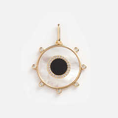 Retro Love Round Small Fish Navigation Round Coin Necklace pendant DIY jewelry accessory