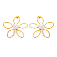 18KG Big size hollow out flower stainless steel earrings bangle suit
