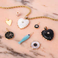 Retro Love Round Small Fish Navigation Round Coin Necklace pendant DIY jewelry accessory