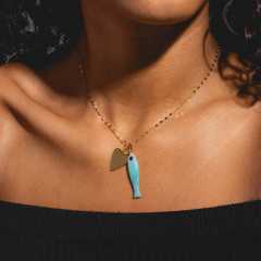 Retro Love Round Small Fish Navigation Round Coin Necklace pendant DIY jewelry accessory