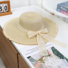Sweet Woven Straw Hat for Women Summer French Seaside Vacation Sun Hat Large Brim Sun Protection Hat