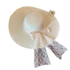 Sweet Woven Straw Hat for Women Summer French Seaside Vacation Sun Hat Large Brim Sun Protection Hat