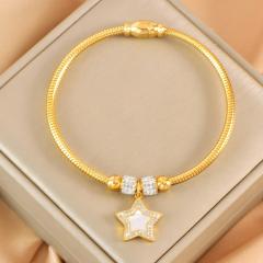 Fashion Magnetic Buckle Snake Bone Bracelet Stainless Steel Butterfly Love Sticky Diamond Five-pointed Star charm bracelet