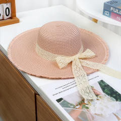 Sweet Woven Straw Hat for Women Summer French Seaside Vacation Sun Hat Large Brim Sun Protection Hat